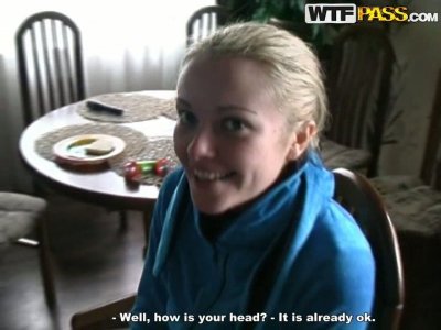 Fuckable Russian blond babe mastrubates in front of her boyfriend's eyes